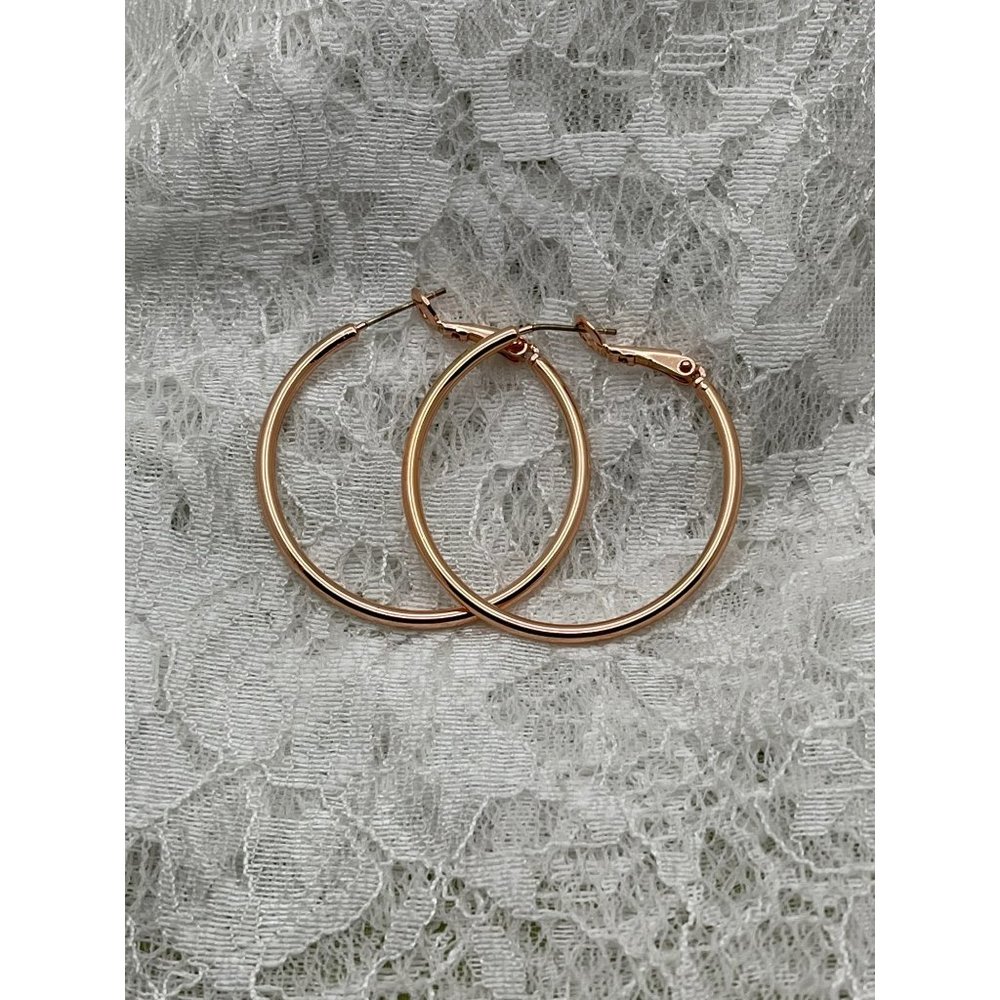 1.5” Rose Gold Tone Hoop Earrings